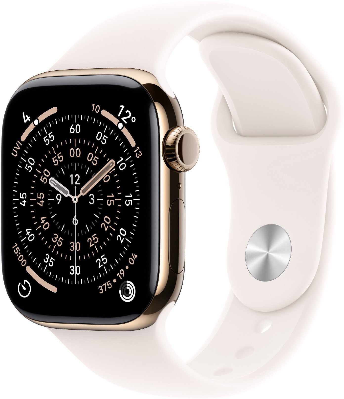 Apple Watch Series 11 Cellular 46 mm Zlatý titán so svetlo červeným športovým remienkom – M/L
