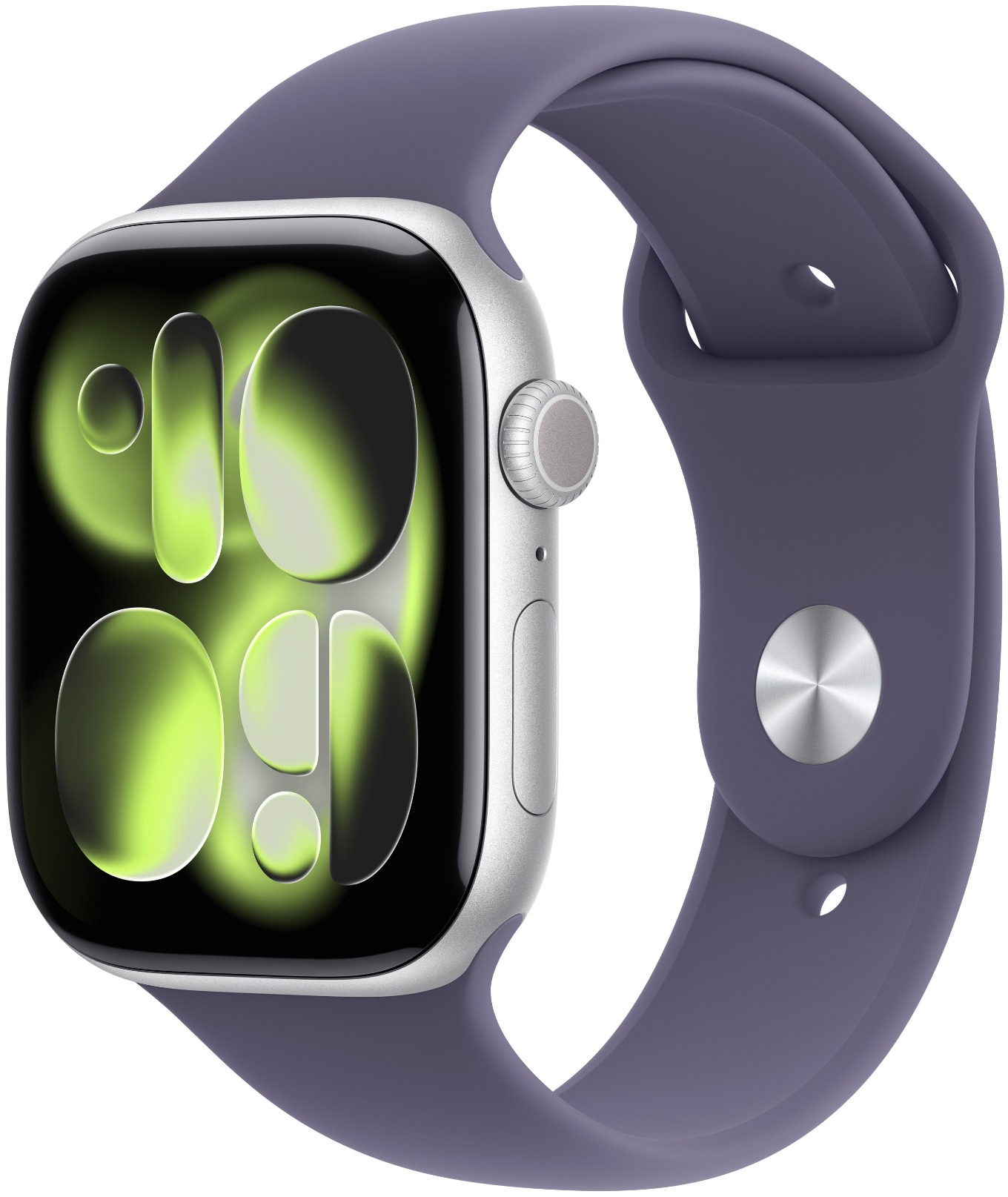 Apple Watch Series 11 Cellular 46 mm Strieborný hliník s hmlovo fialovým športovým remienkom – S/M