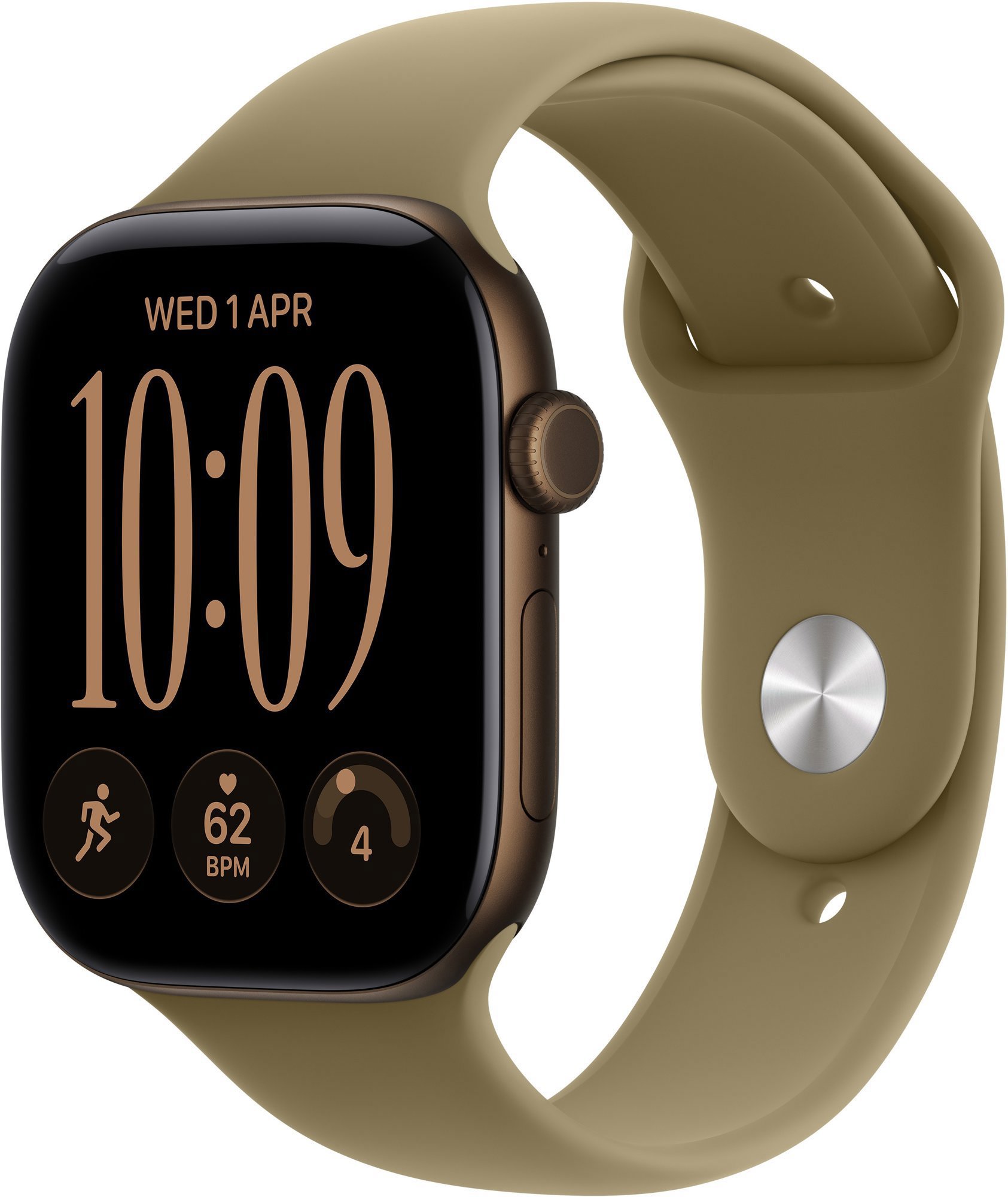 Apple Watch Series 12 Cellular 46 mm Dark Bronze Aluminum with Olive Sport Band – M/L