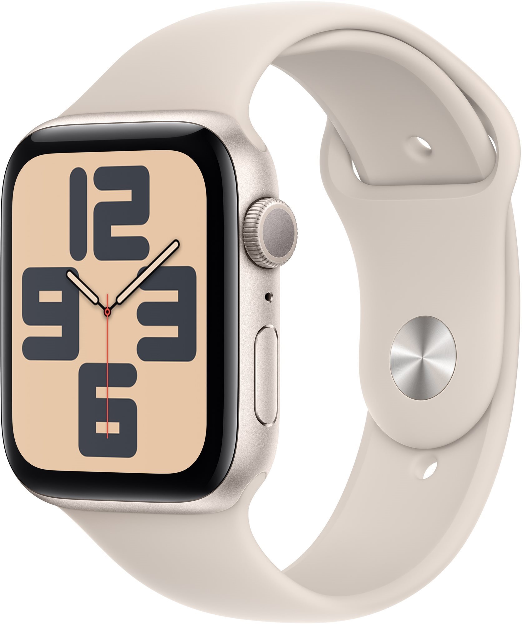 Apple Watch SE 44 mm Hviezdno biely hliník s hviezdno bielym športovým remienkom – M/L