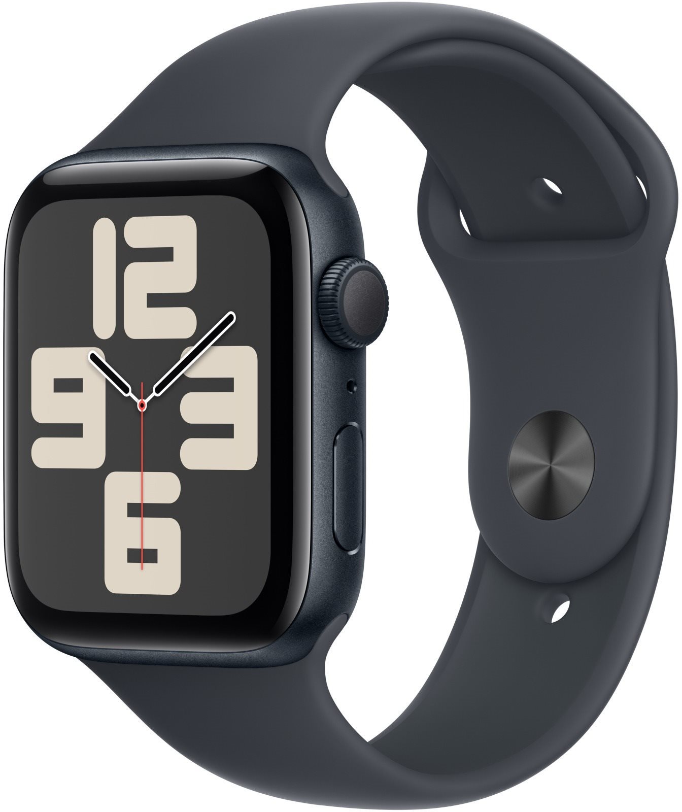 Apple Watch SE 44 mm Tmavo atramentový hliník s tmavo atramentovým športovým remienkom – M/L