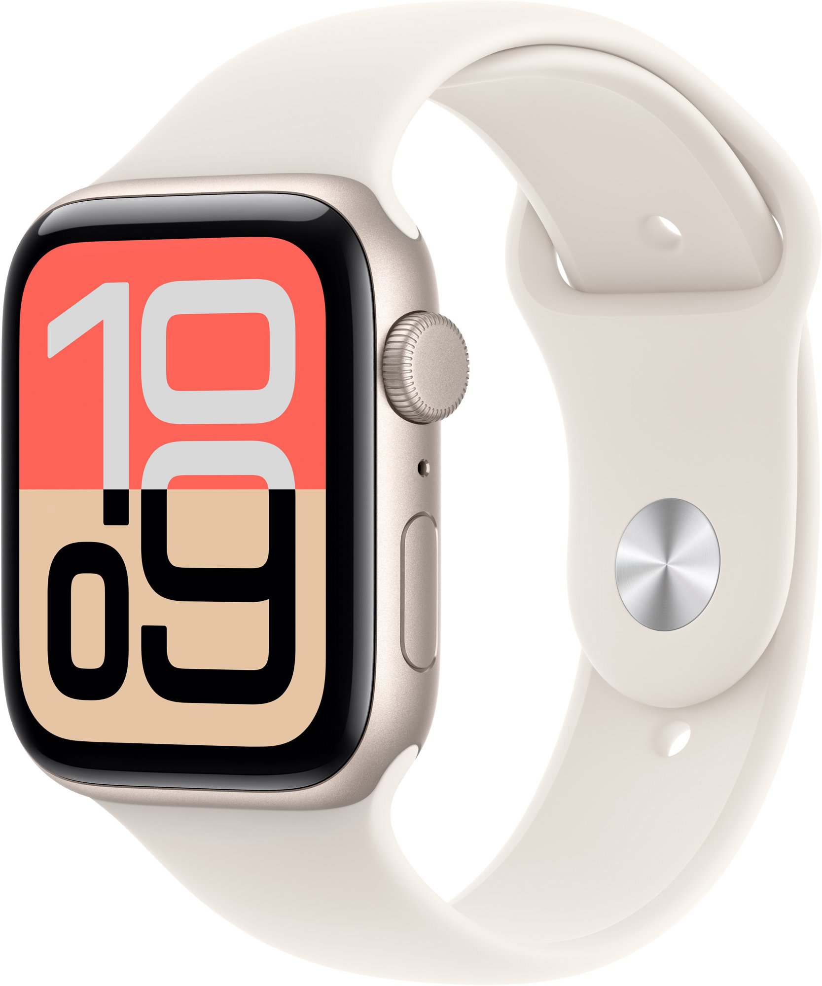 Apple Watch SE 3 44 mm Hviezdny biely hliník s hviezdno bielym športovým remienkom – S/M