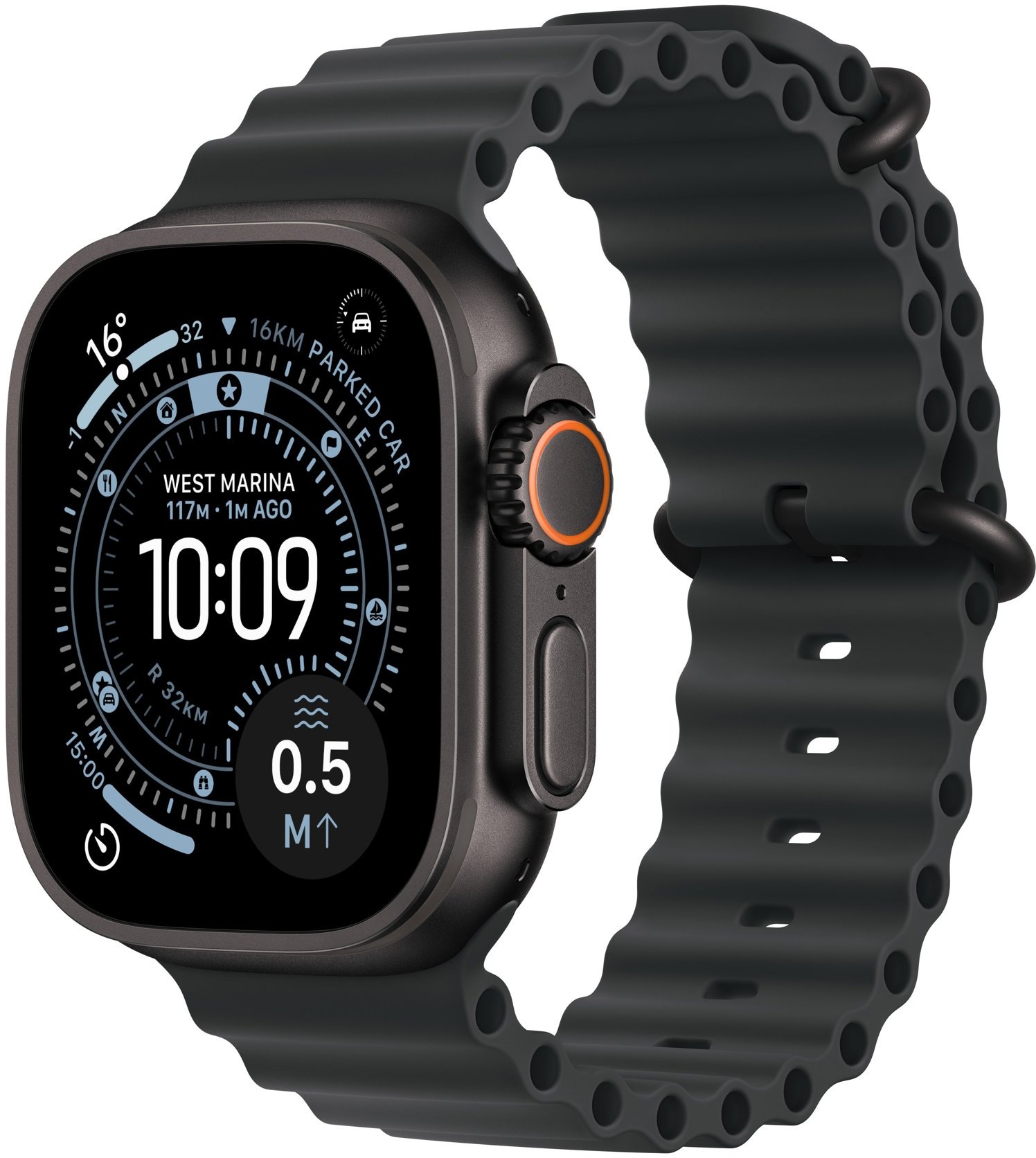 Apple Watch Ultra 3 49 mm Čierny titán s čiernym oceánskym remienkom