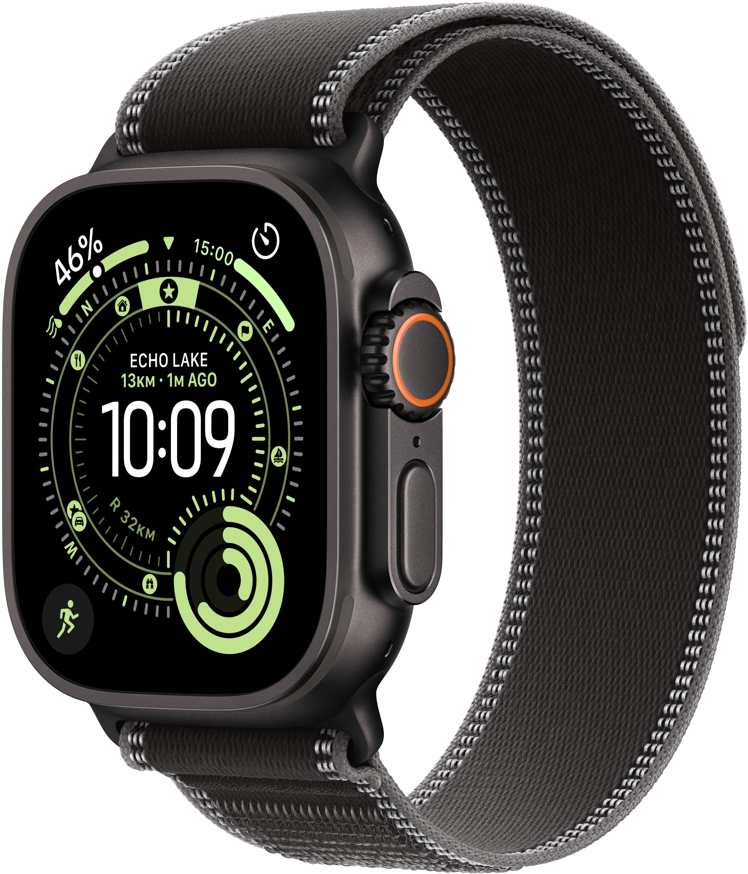 Apple Watch Ultra 3 49 mm Čierny titán s čiernym trailovým ťahom – M/L