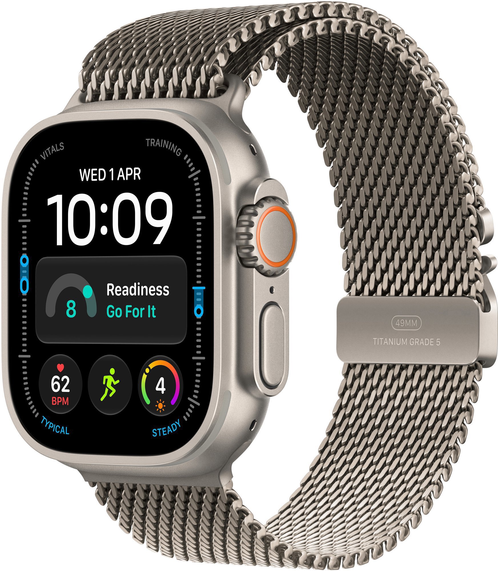 Apple Watch Ultra 4 49 mm Natural Titanium Case with Natural Titanium Milanese Loop – S