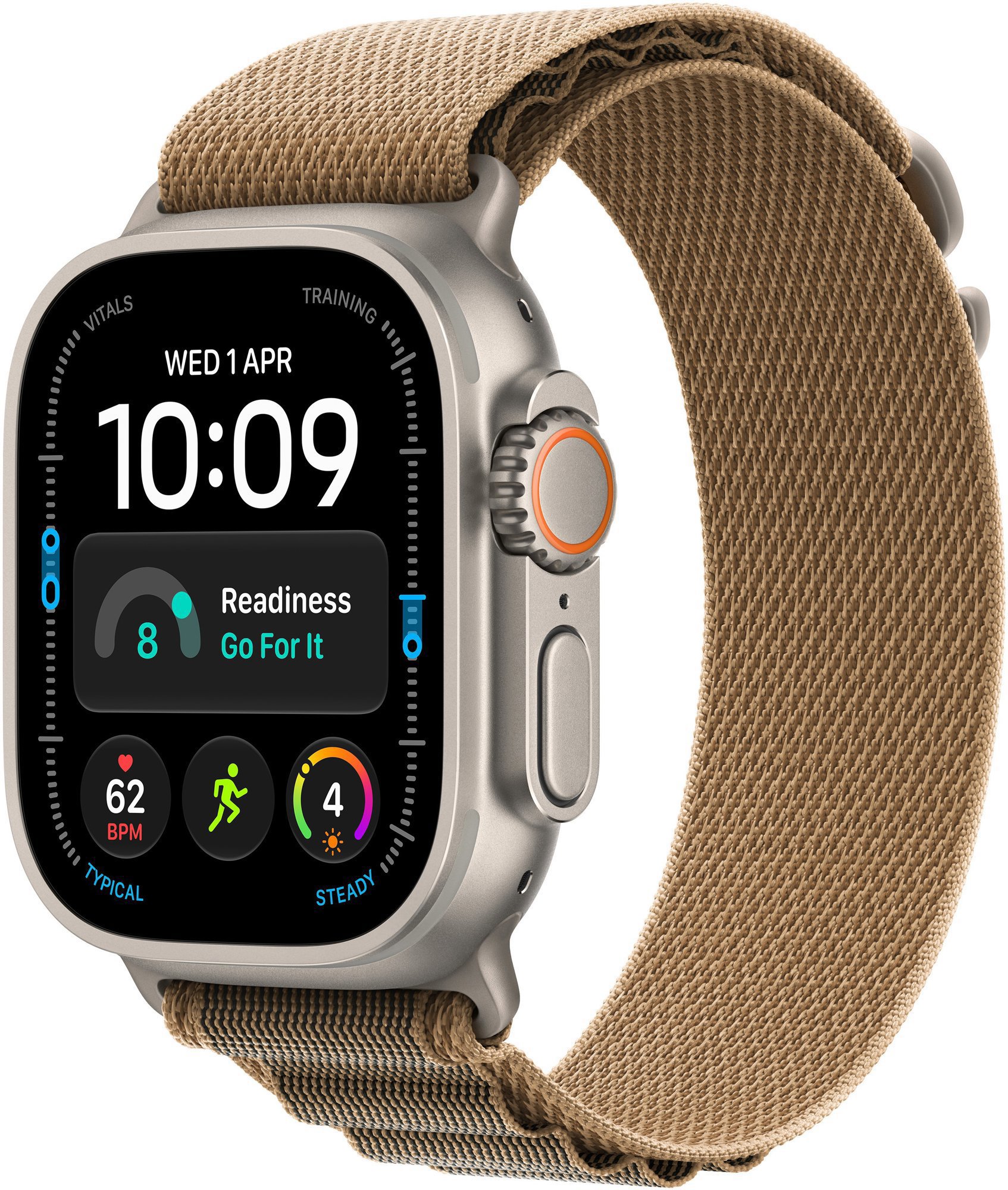 Apple Watch Ultra 4 49 mm Natural Titanium Case with Desert Alpine Loop – M