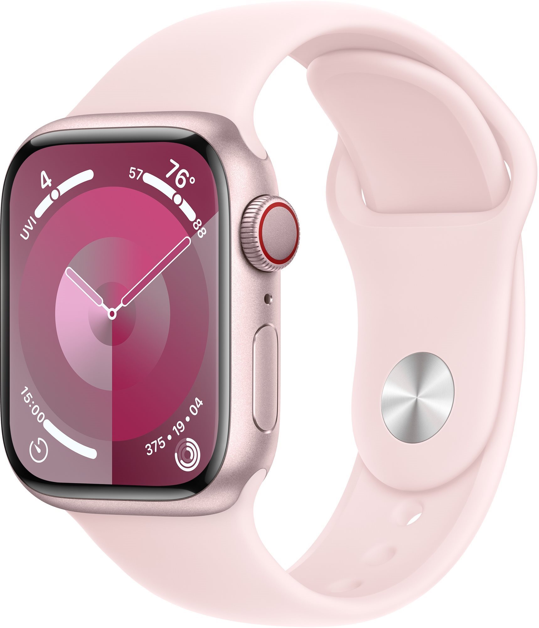 Apple Watch Series 9 41 mm Cellular Ružový hliník so svetlo ružovým športovým remienkom – S/M
