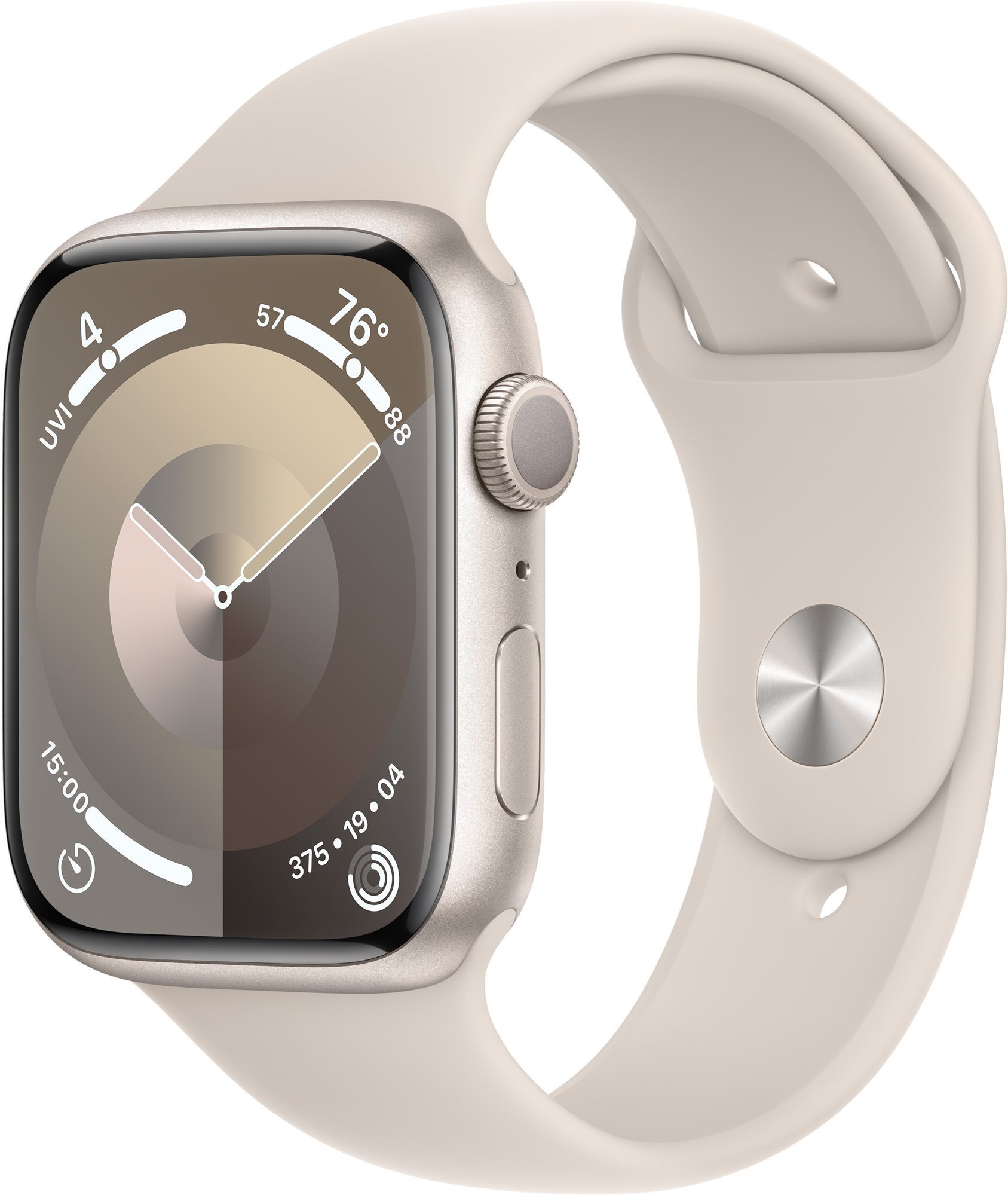 Apple Watch Series 9 45 mm Hviezdno biely hliník s hviezdno bielym športovým remienkom – M/L