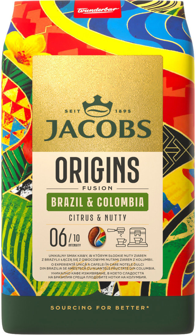 JACOBS Origins Brazil & Colombia, zrnková, 1000 g