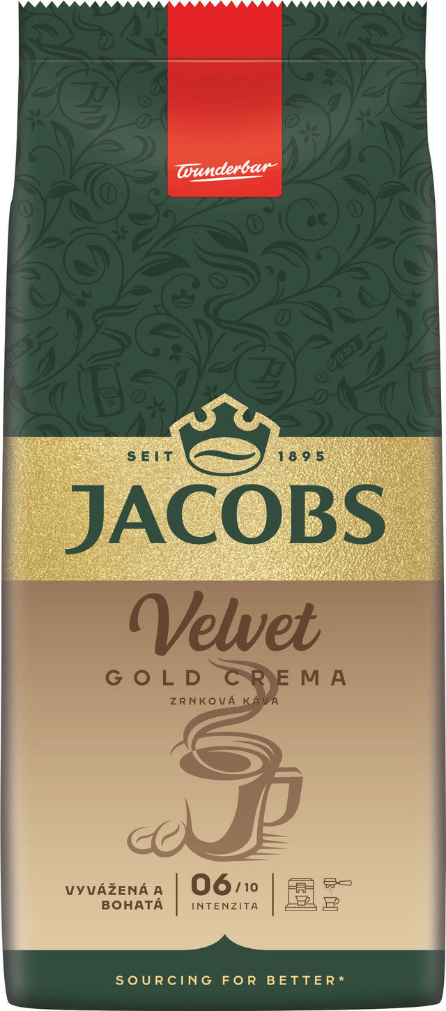 JACOBS Velvet Gold Crema, zrnková, 1000 g