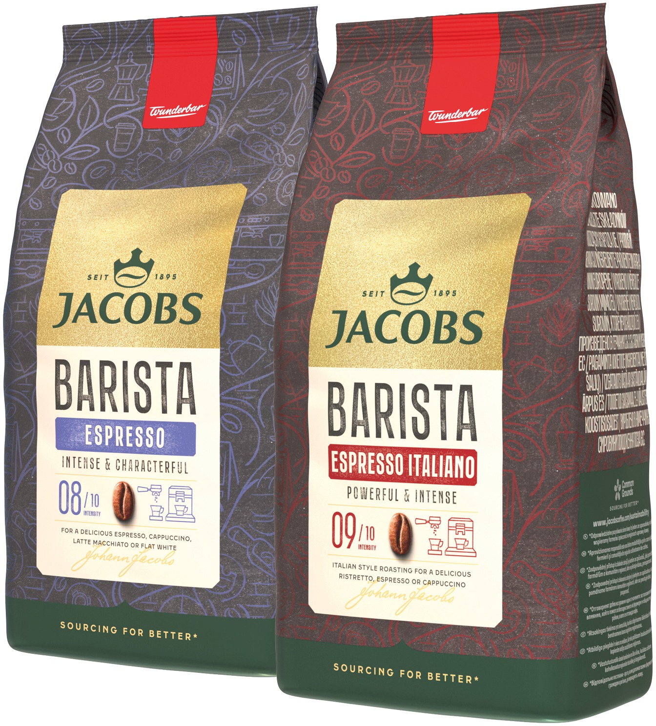 Jacobs Barista PACK Espresso 1000g + Esp. Italiano 1000 g, zrnková káva