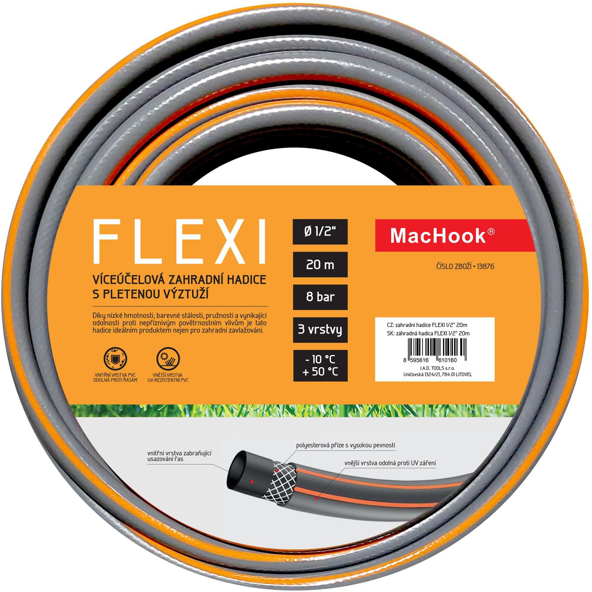 JAD TOOLS Záhradná hadica FLEXI 1/2, sivo-oranžová, 20 m