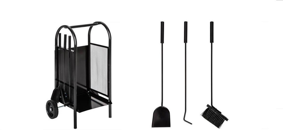J. A. D. TOOLS Náradie krbové so zásobníkom + lopatka, metlička, kutáč