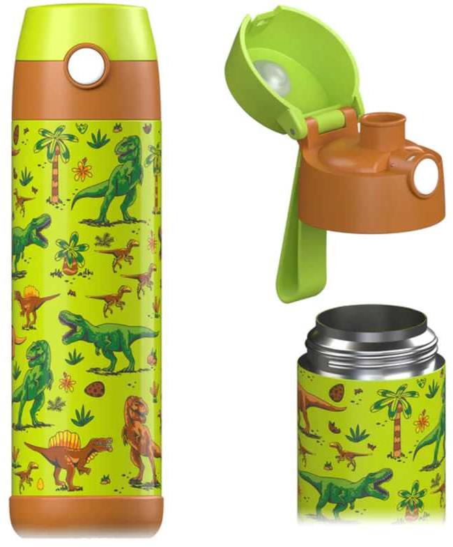 Jarlson Detská nerezová termofľaša MALI Dinosaurus 500 ml