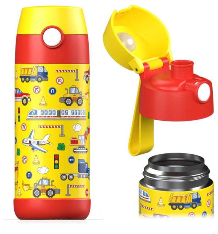 Jarlson Detská nerezová termofľaša na pitie MALI Dopravné prostriedky 350 ml