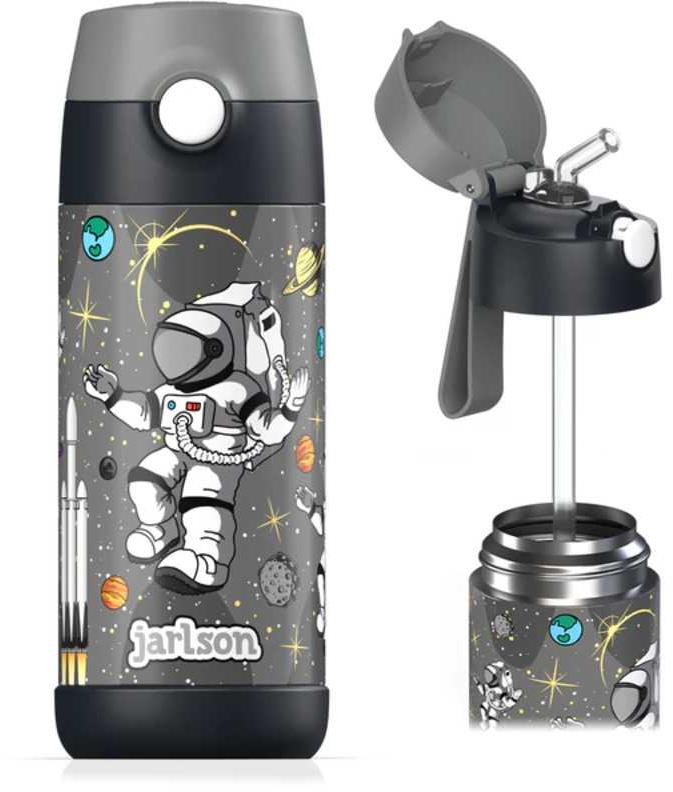Jarlson Detská nerezová termofľaša so slamkou CHARLI Astronaut 350 ml