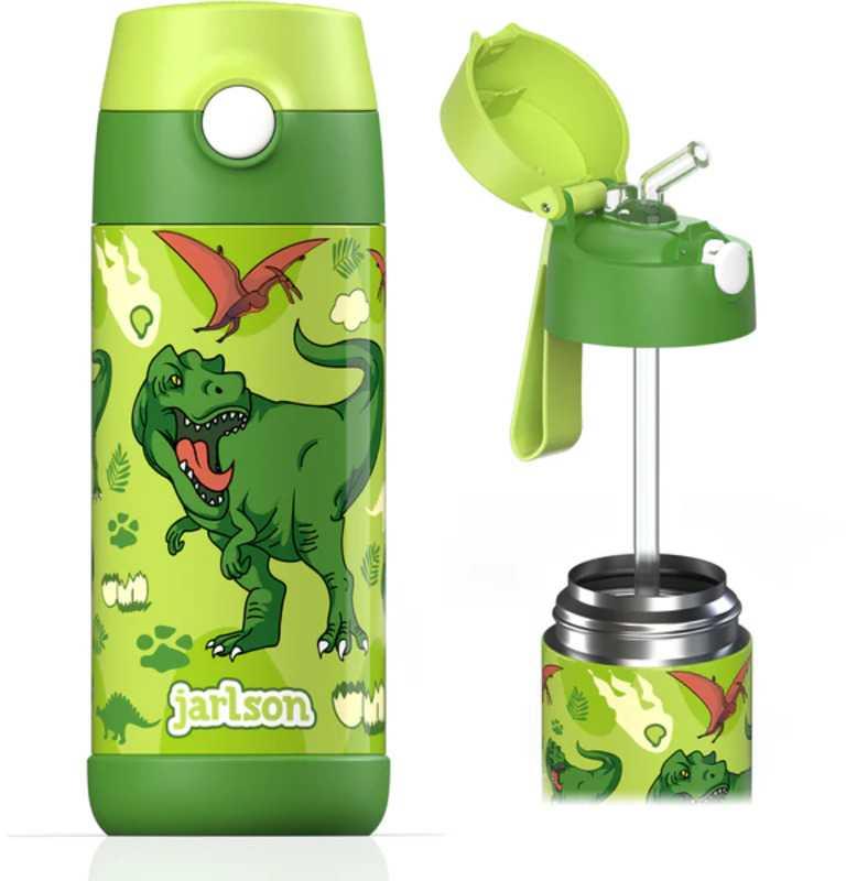 Jarlson Detská nerezová termofľaša so slamkou CHARLI Dinosaurus 350 ml