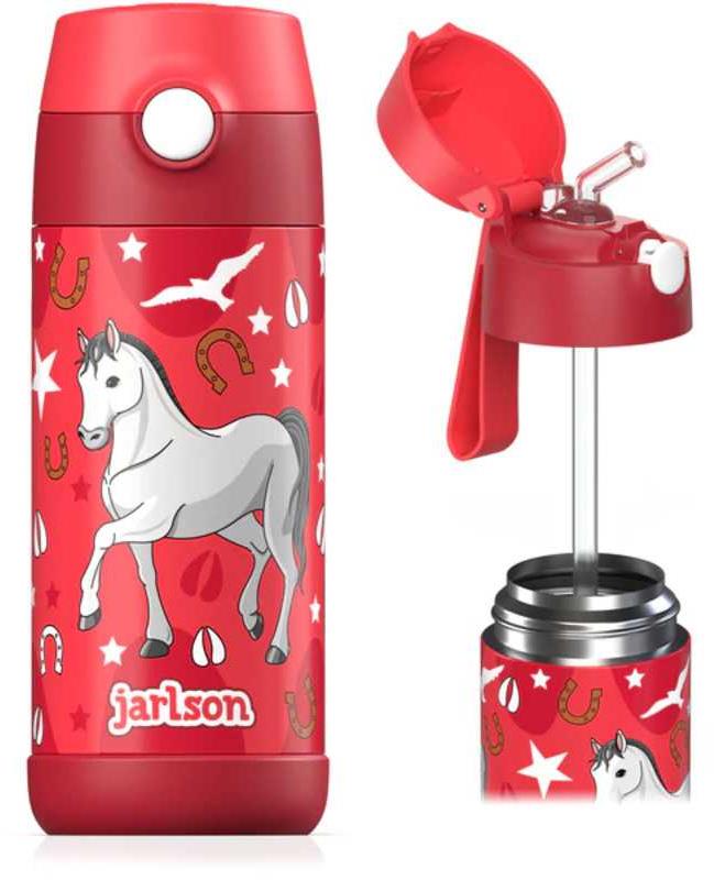 Jarlson Detská nerezová termofľaša so slamkou CHARLI Kôň 350 ml