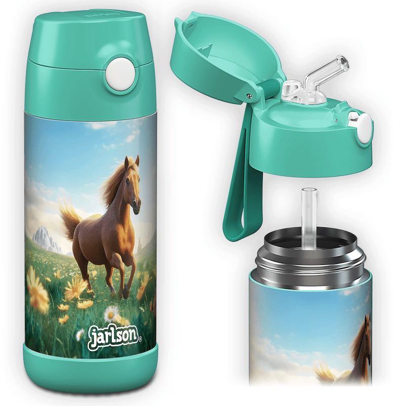 Jarlson Detská nerezová termofľaša so slamkou CHARLI Kôň II 350 ml