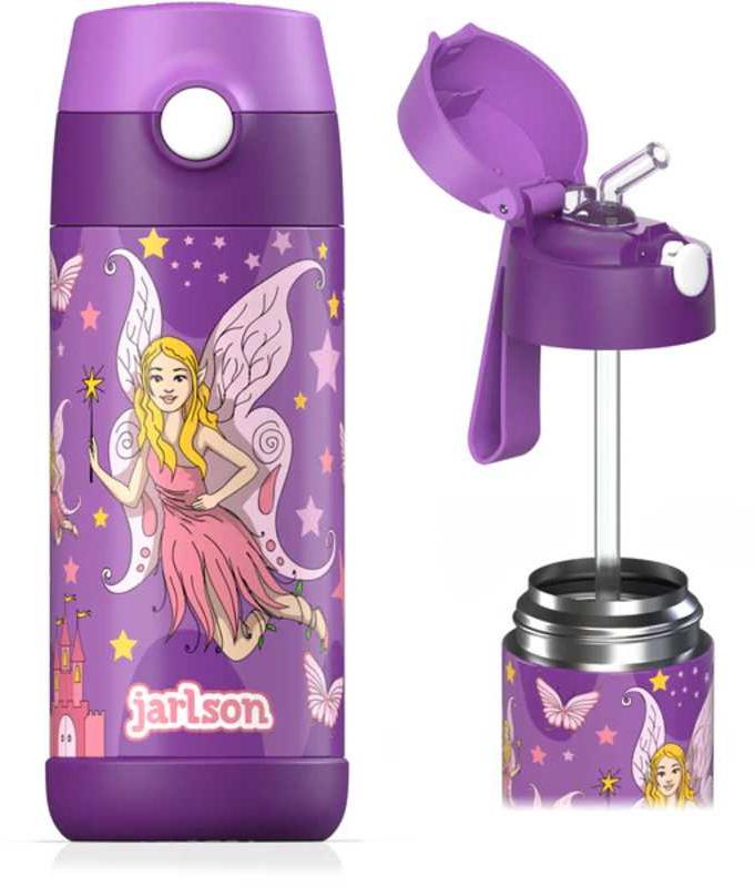 Jarlson Detská nehrdzavejúca termofľaša so slamkou CHARLI Víla 350 ml