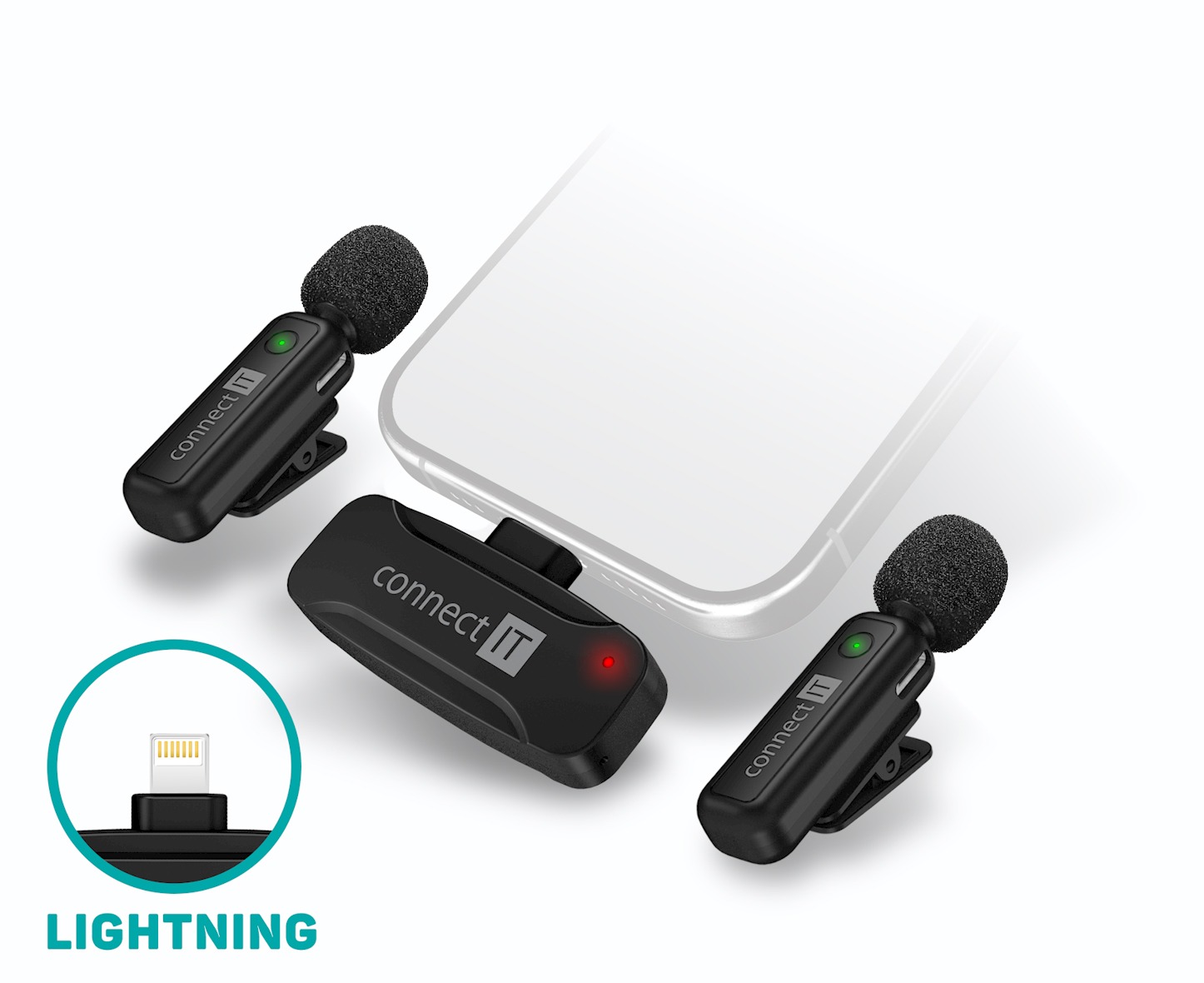 CONNECT IT Wireless Lavalier mikrofón Lightning (2 ks + receiver) set