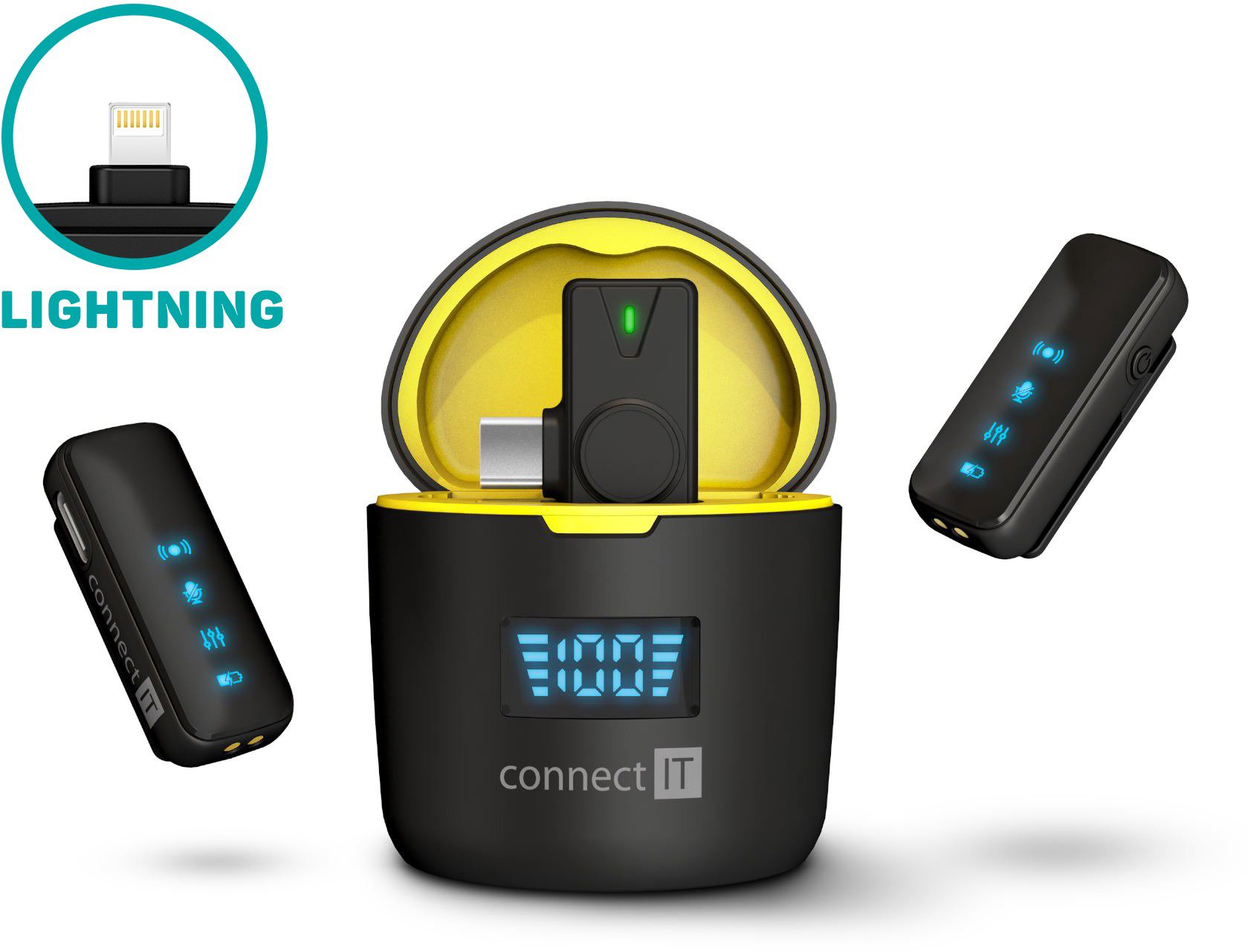 CONNECT IT ClipMic Pro Lightning (2 ks + receiver) set ČIERNY