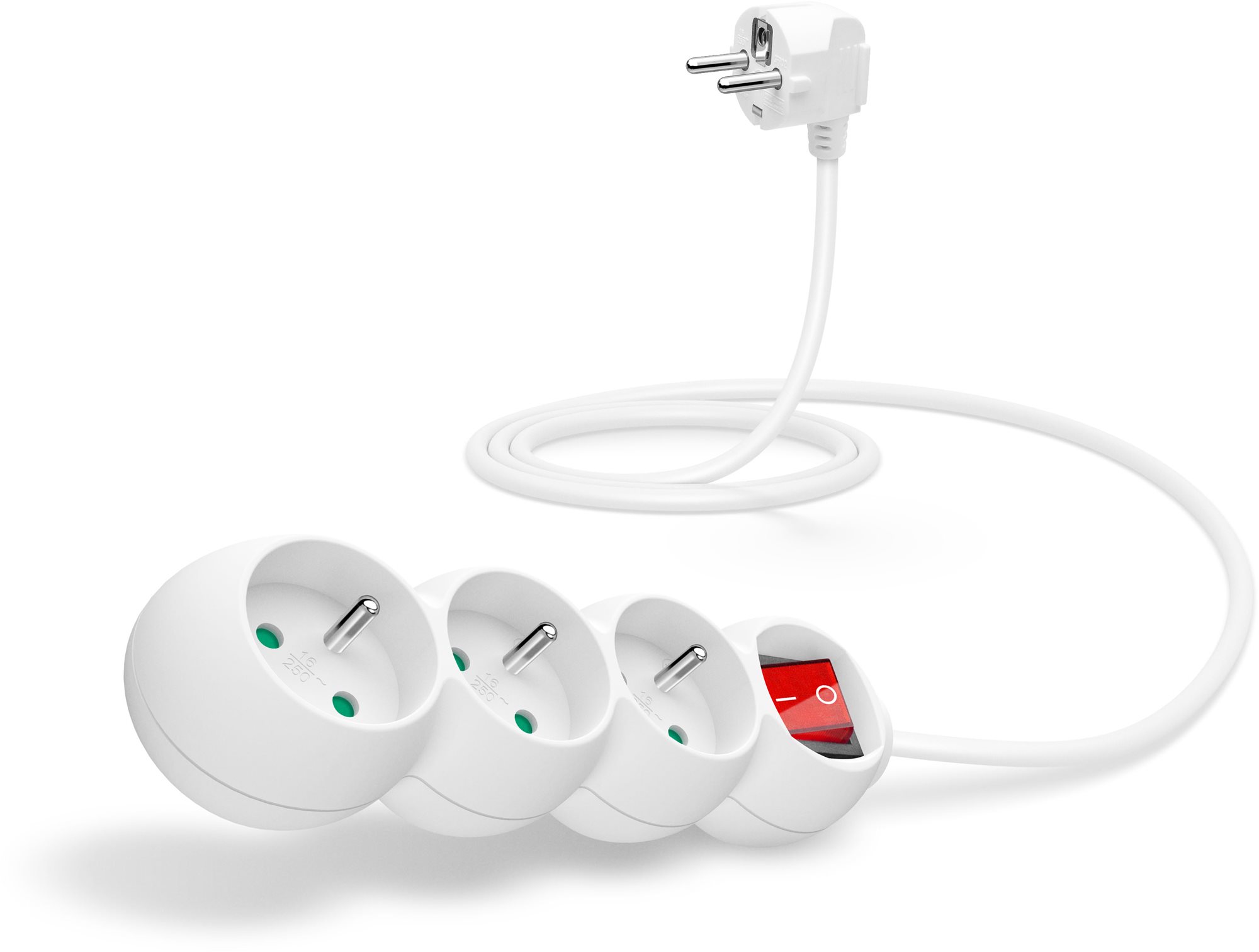 CONNECT IT predlžovací 230 V, 3 zásuvky + vypínač, 1,5 m, biely
