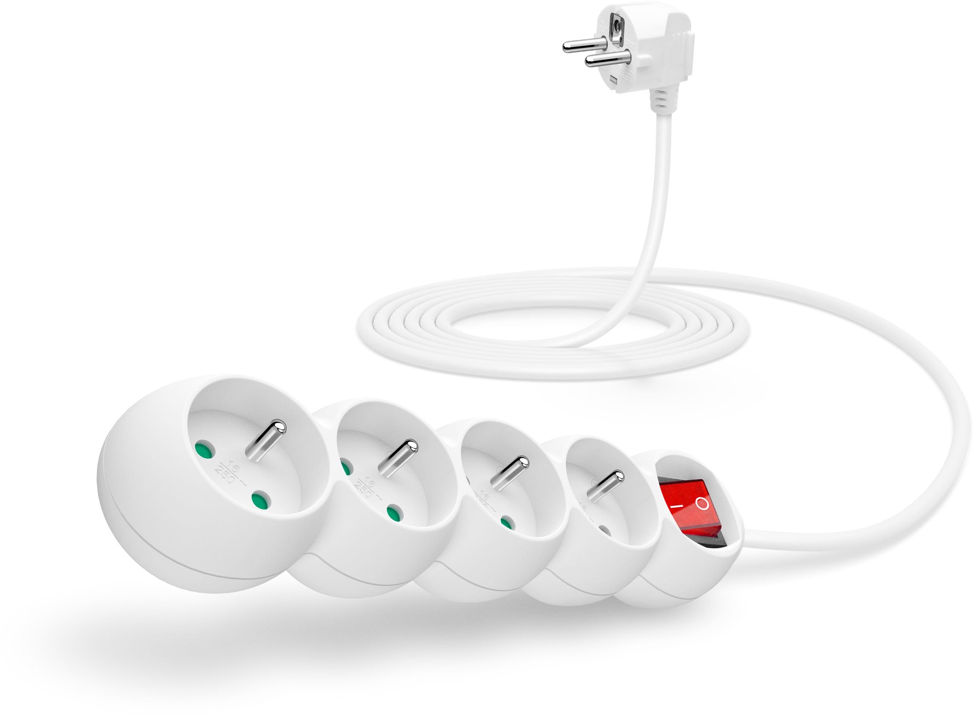 CONNECT IT predlžovací 230 V, 4 zásuvky + vypínač, 3 m, biely