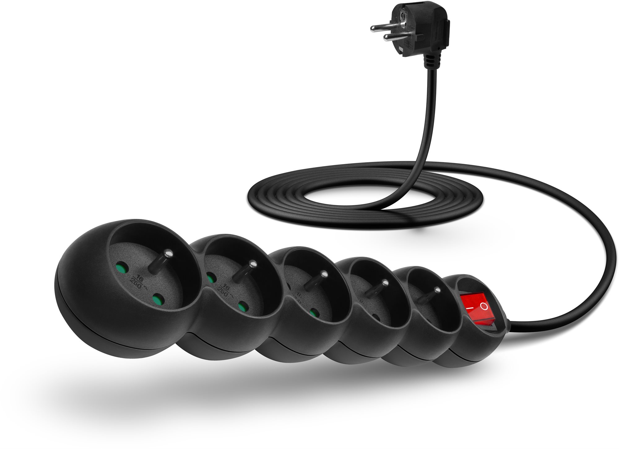 CONNECT IT predlžovací 230 V, 5 zásuviek + vypínač, 3 m, čierny