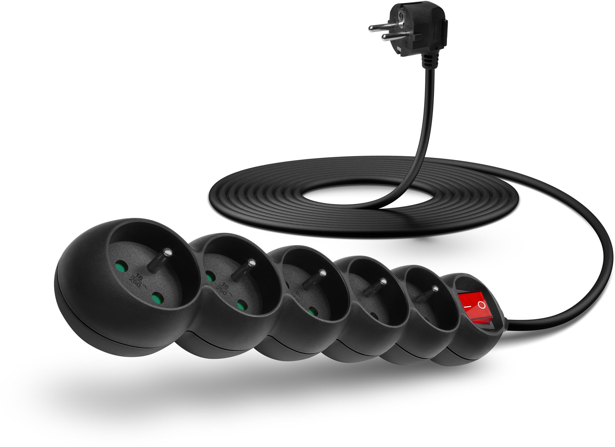 CONNECT IT predlžovací 230 V, 5 zásuviek + vypínač, 5 m, čierny