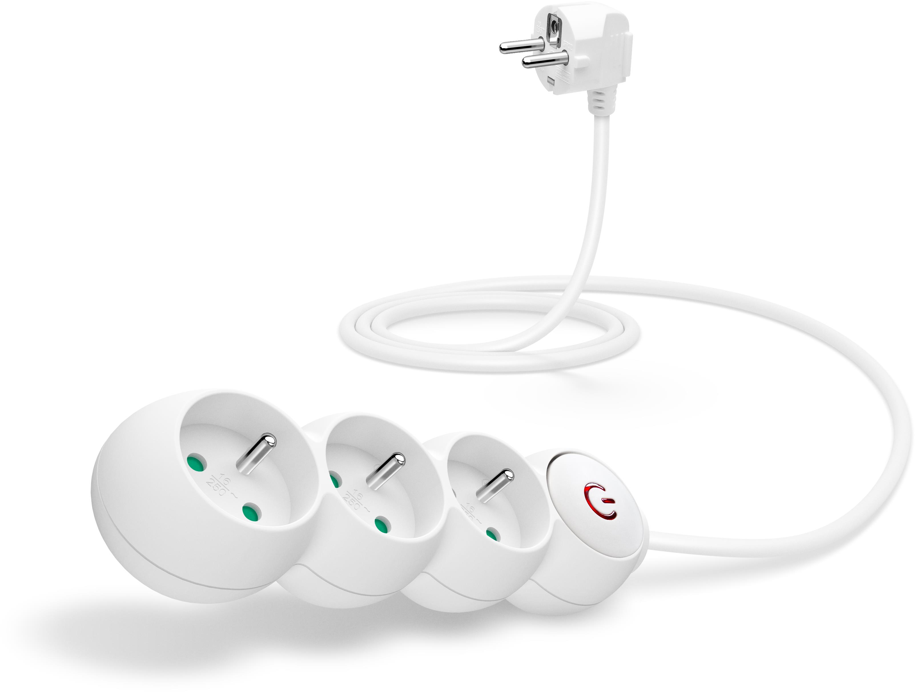 CONNECT IT predlžovací 230 V, 3 zásuvky, 1,5 m, s vypínačom, biely
