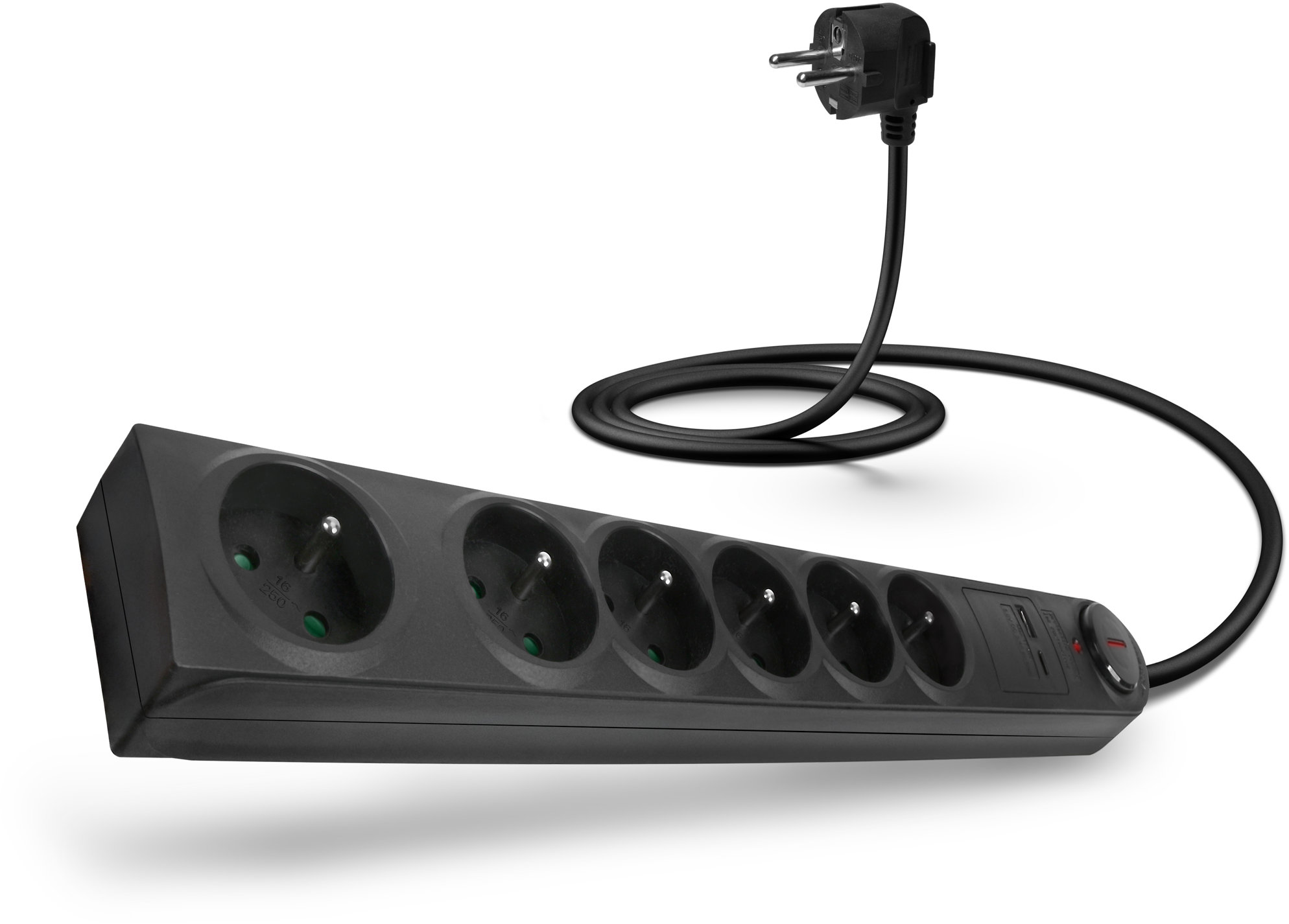 CONNECT IT predlžovací s prepäťovou ochranou, 6 zásuviek, 1,5 m, čierny