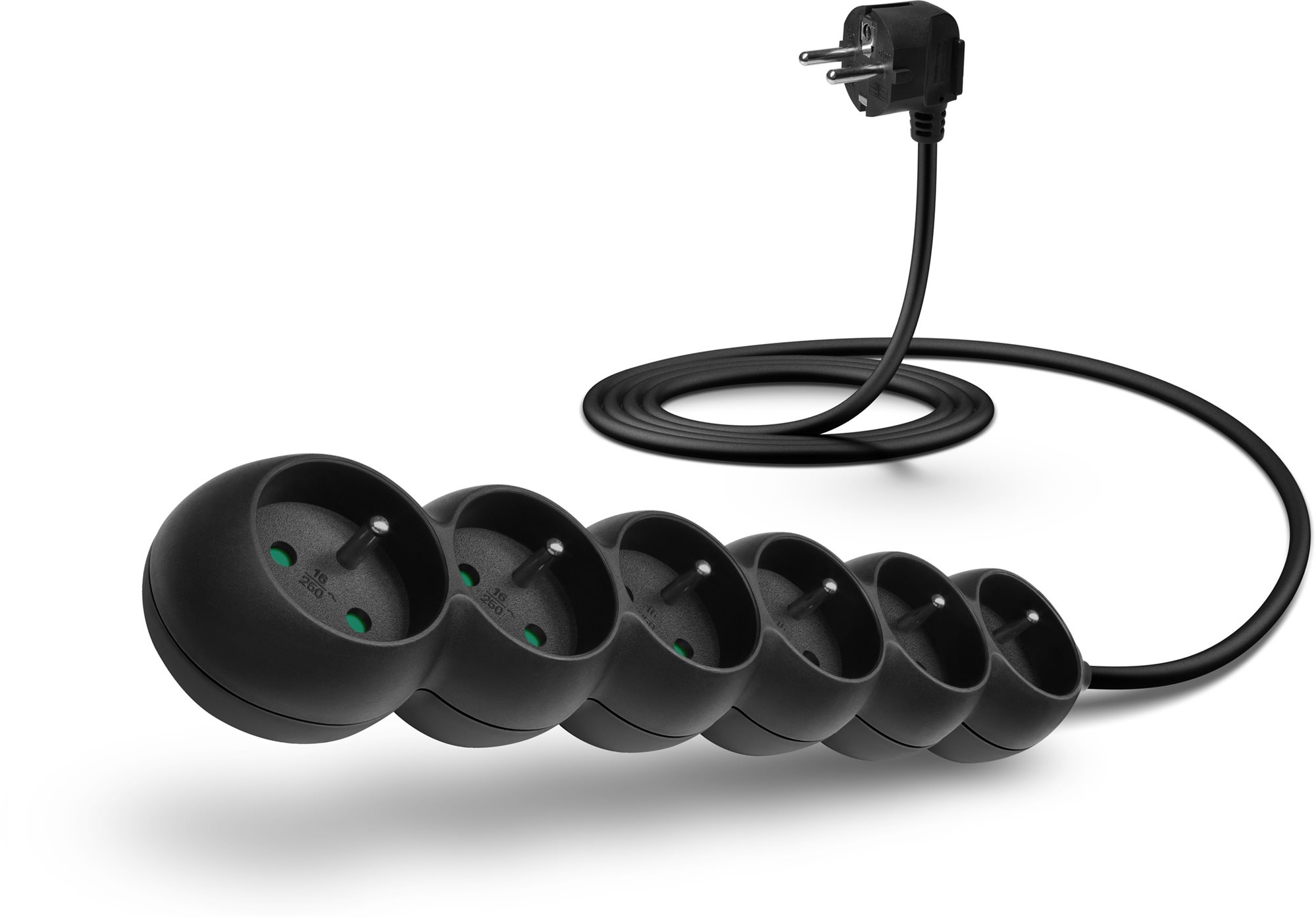 CONNECT IT predlžovací 230 V, 6 zásuviek, 2 m, čierny