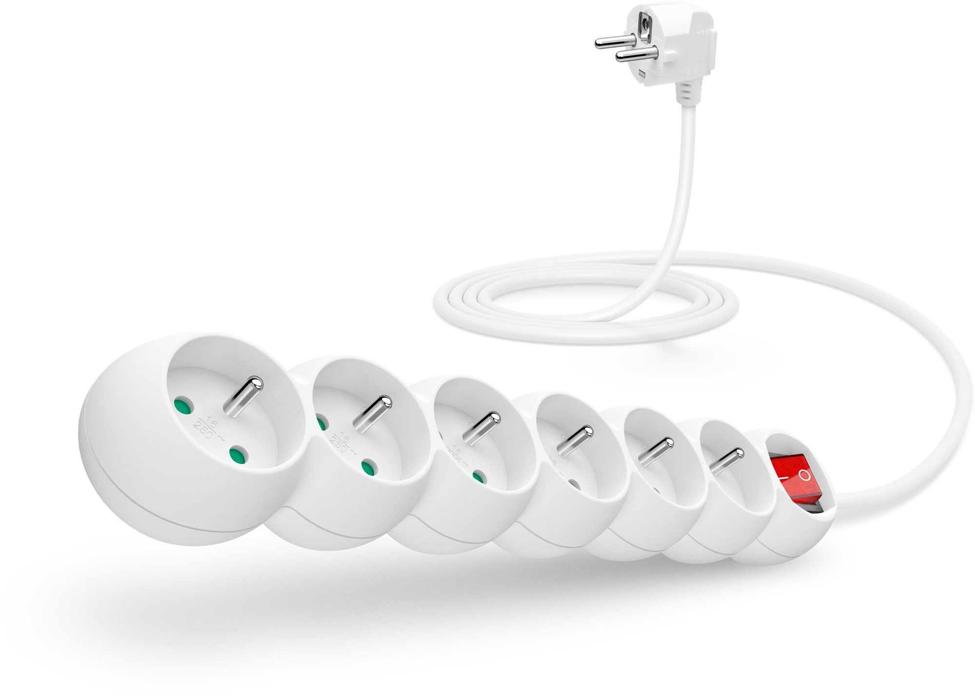 CONNECT IT predlžovací 230 V, 6 zásuviek, 2m, biely