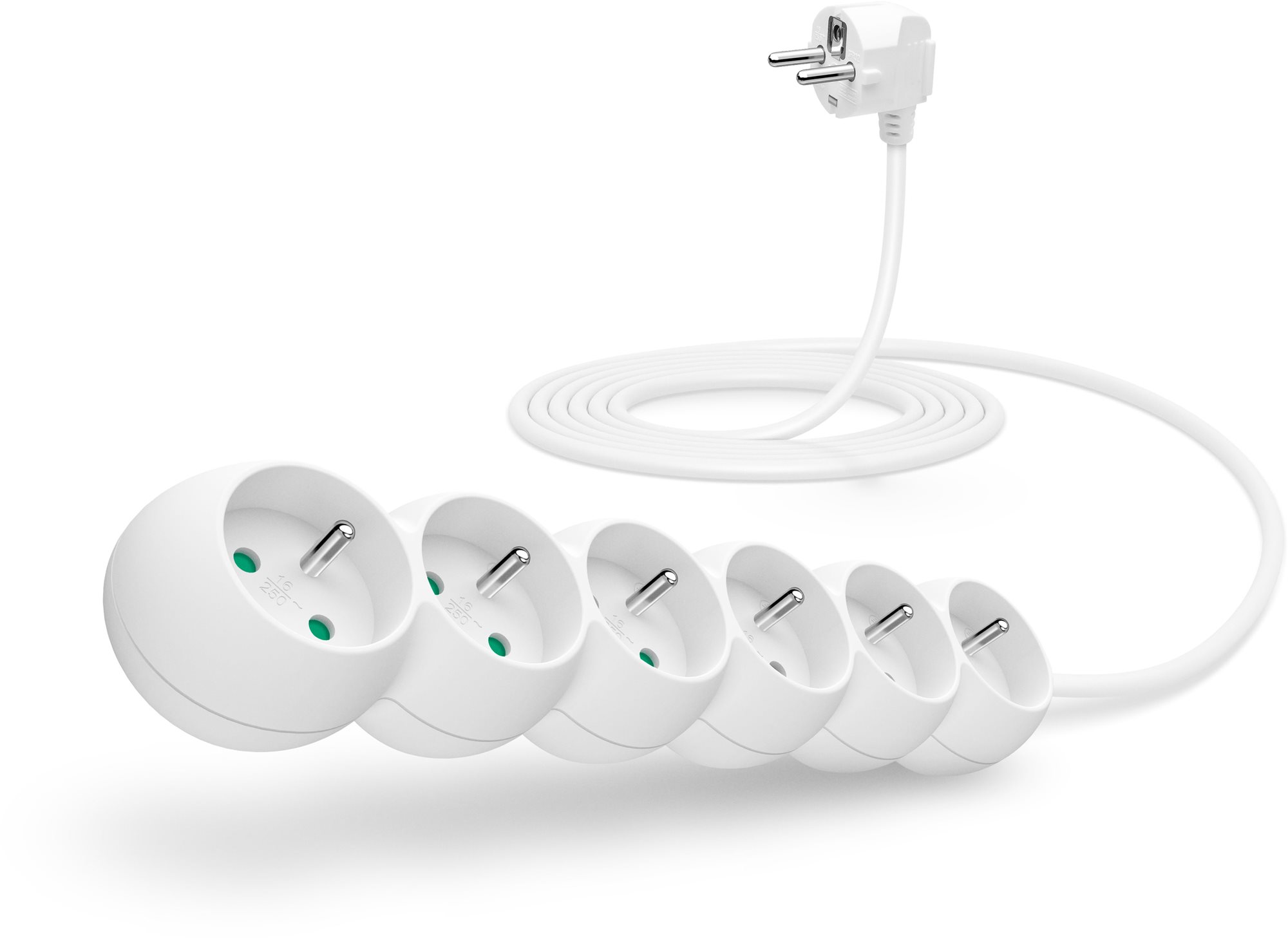 CONNECT IT predlžovací 230 V, 6 zásuviek, 3 m, biely