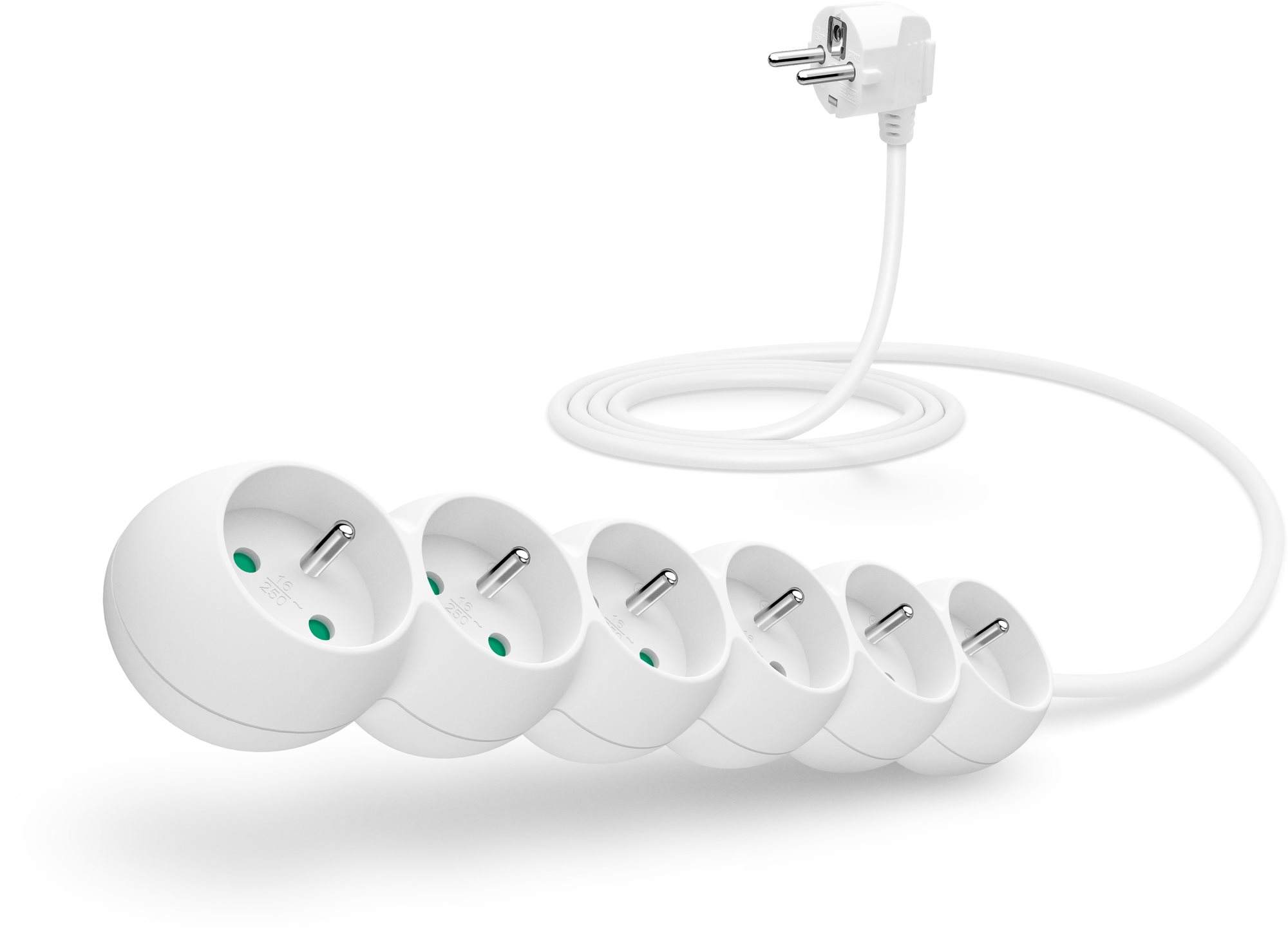 CONNECT IT predlžovací 230 V, 6 zásuviek, 2 m, biely