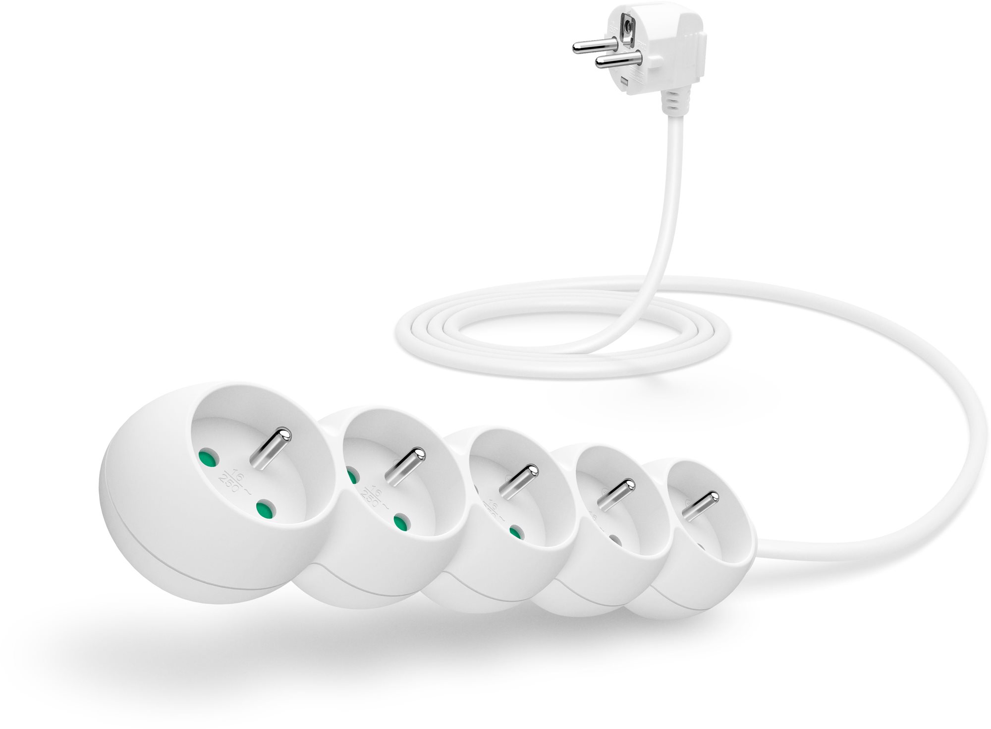 CONNECT IT predlžovací 230 V, 5 zásuviek, 2 m, biely