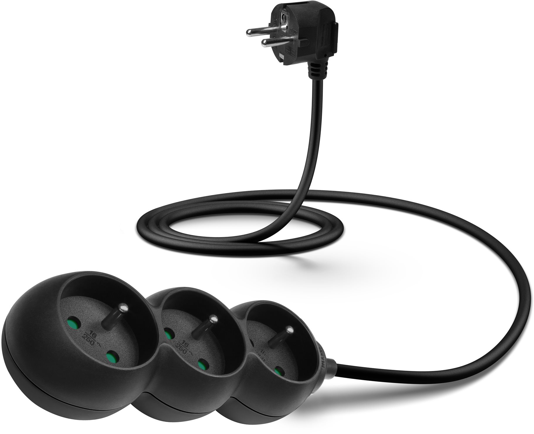 CONNECT IT predlžovací 230 V, 3 zásuvky, 1,5 m, čierny