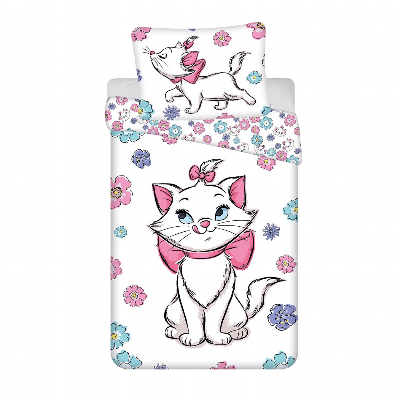 Jerry Fabrics obliečky Marie Cat Floral, 140 × 200, 70 × 90 cm