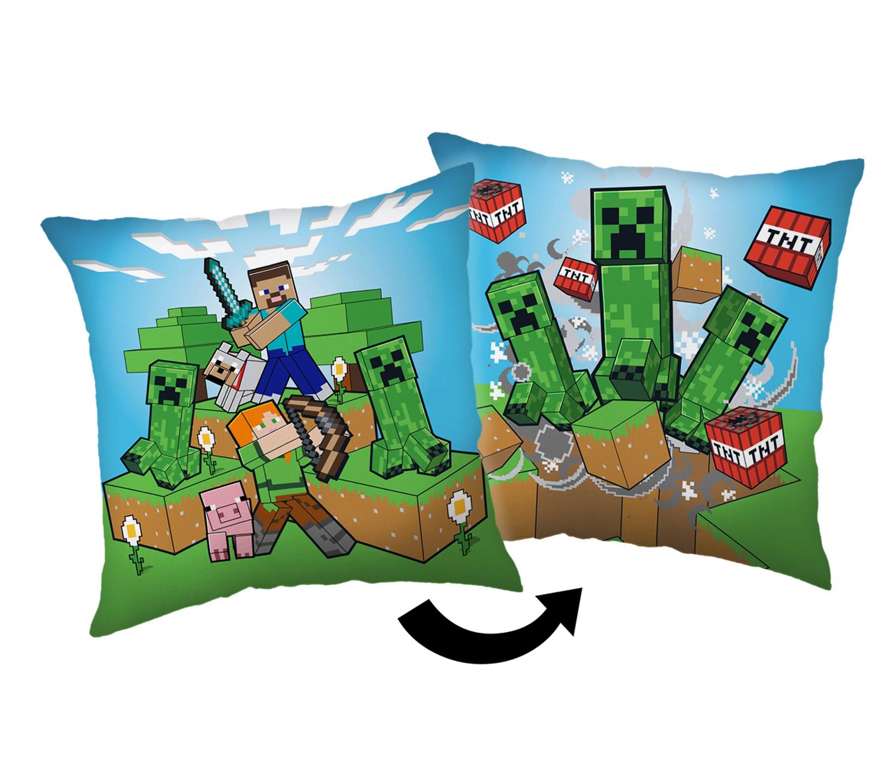Jerry Fabrics Vankúšik Minecraft Creeper rush 40 × 40 cm
