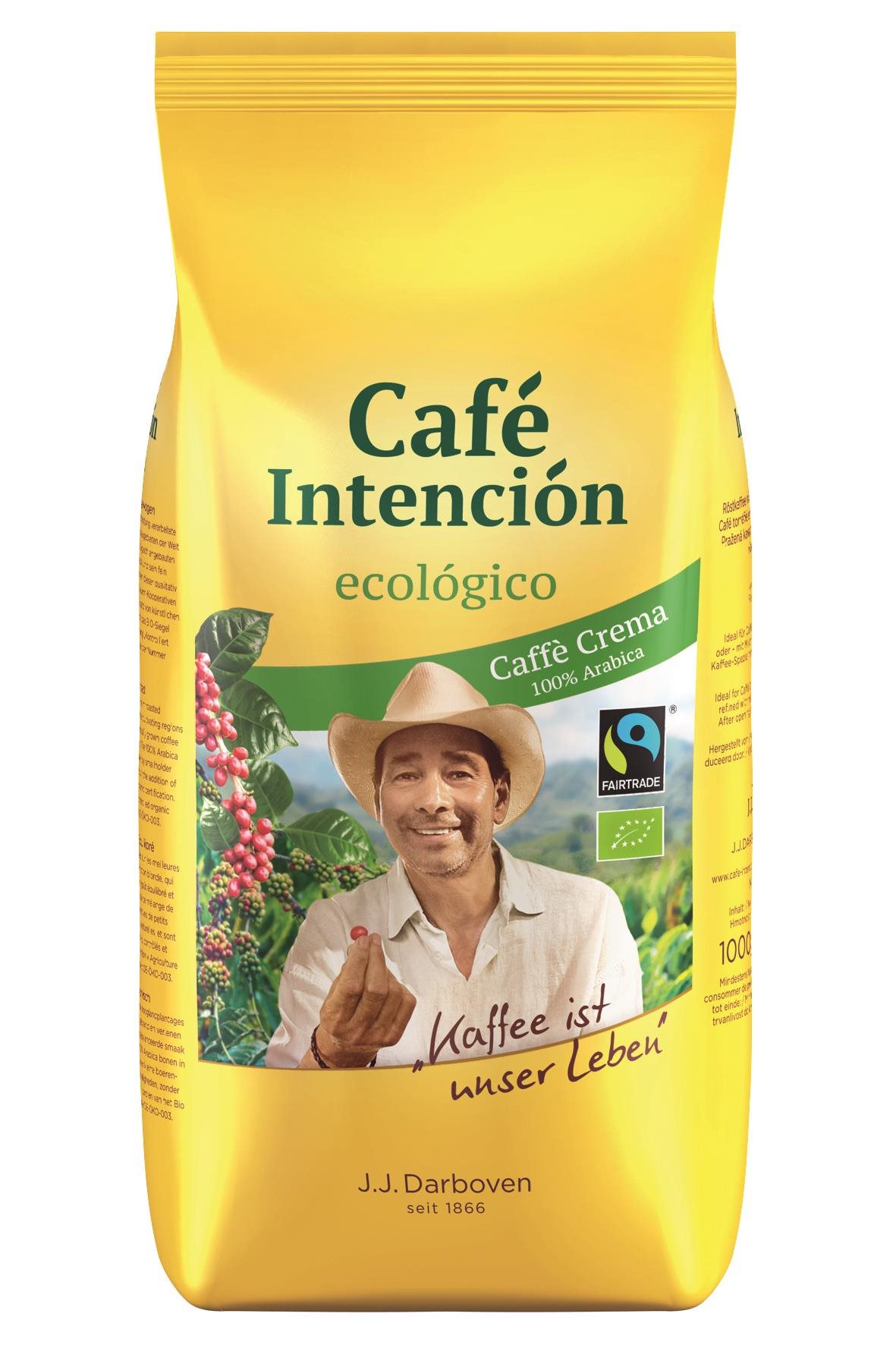 CAFÉ INTENCIÓN ecológico Café Crema FT & BIO 1000 g zrno