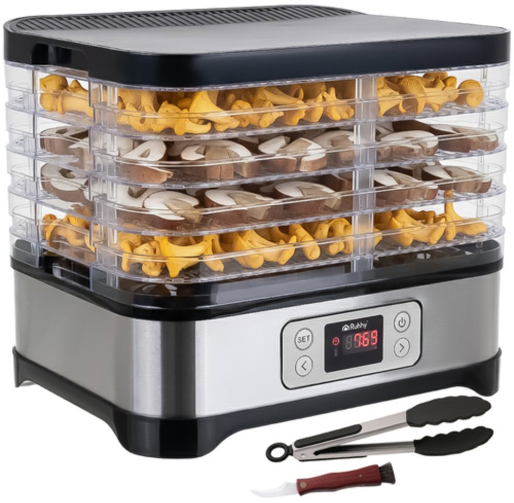 Ruhhy Sušička hub, ovoce a zeleniny 10 l, 5 táců, LCD, časovač 24 h, 35-70 °C