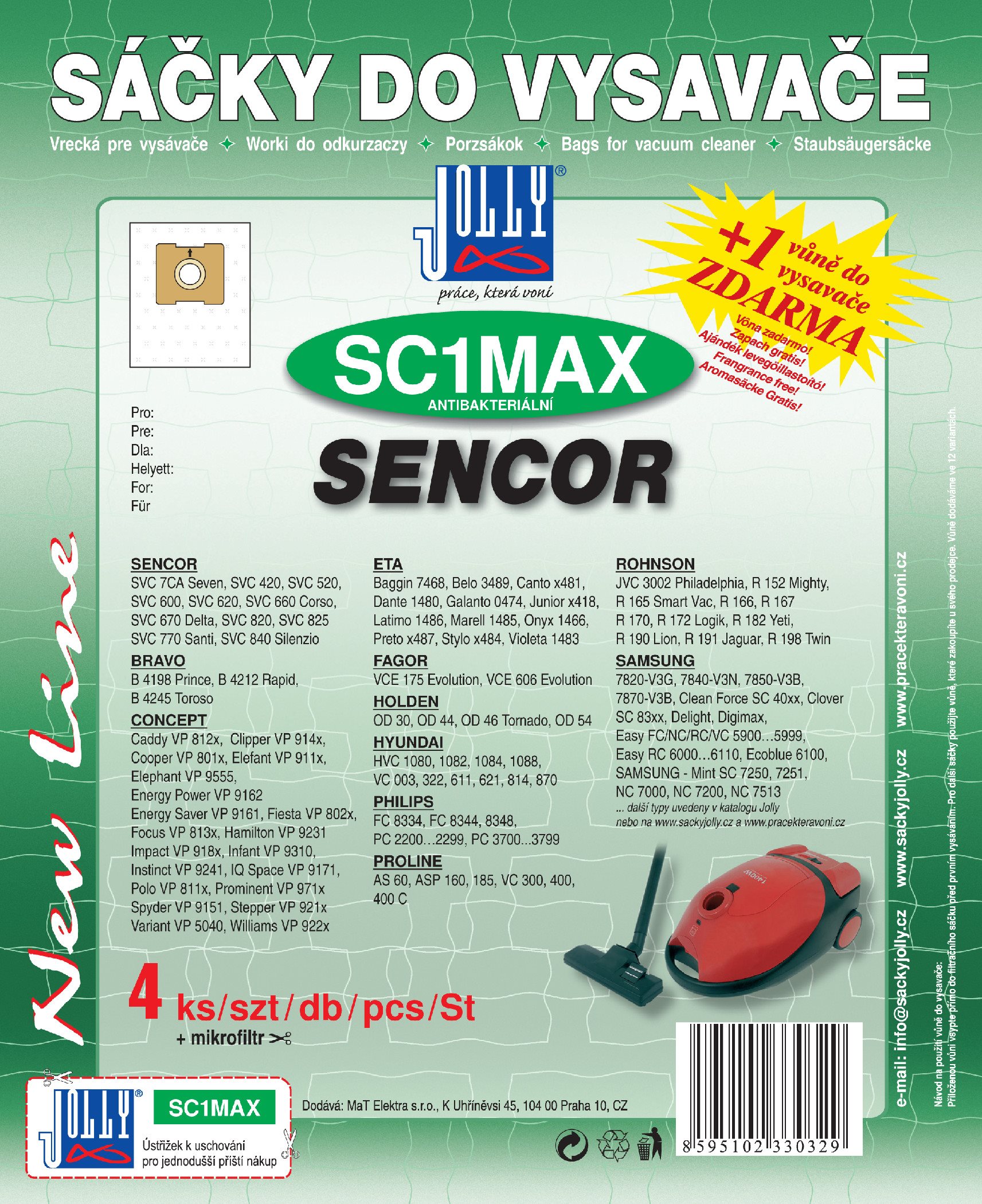 Vrecká do vysávača SC1 MAX – textilné – vôňa Cherry