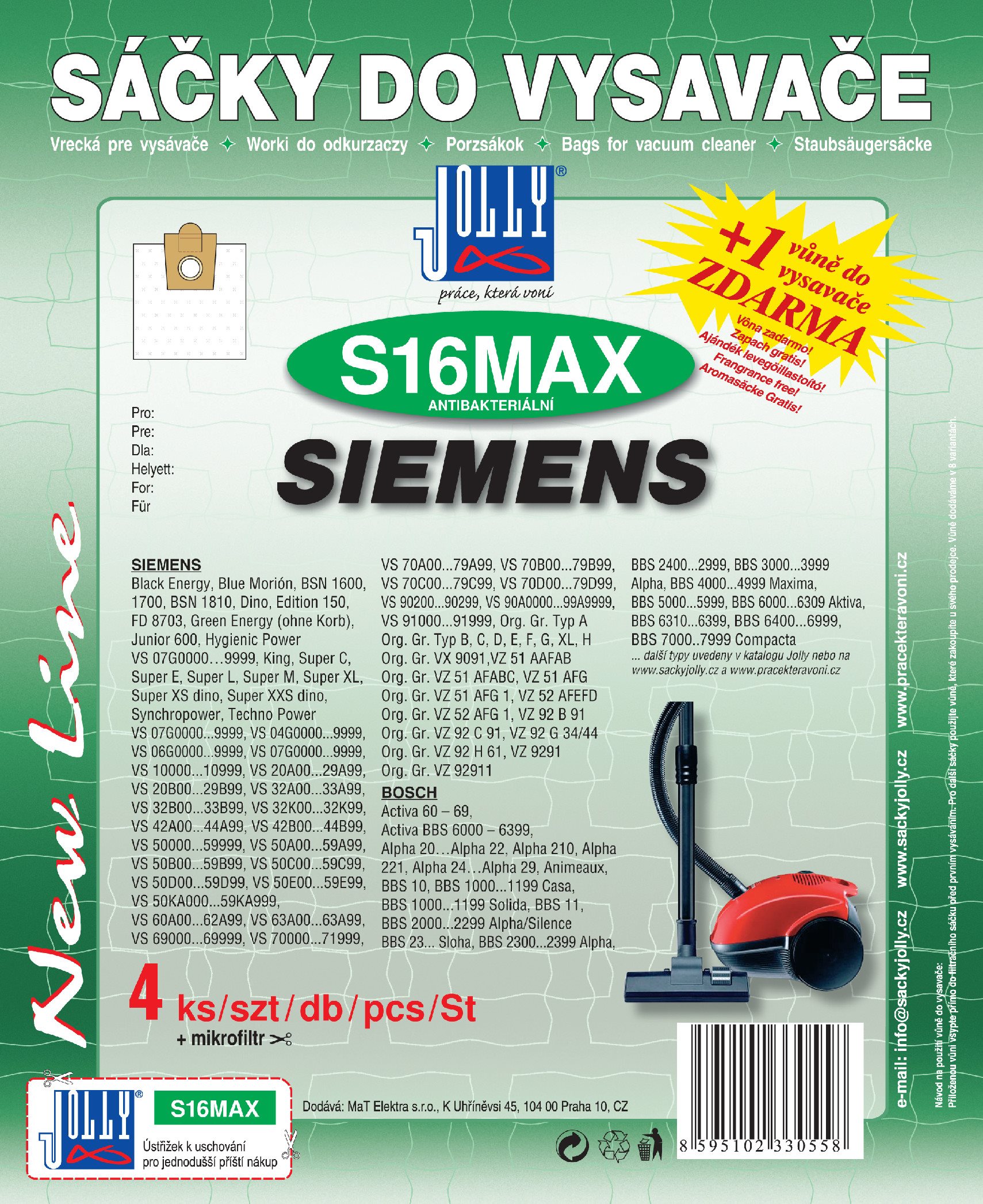 Vrecká do vysávača S16 MAX – textilné – vôňa Fresh