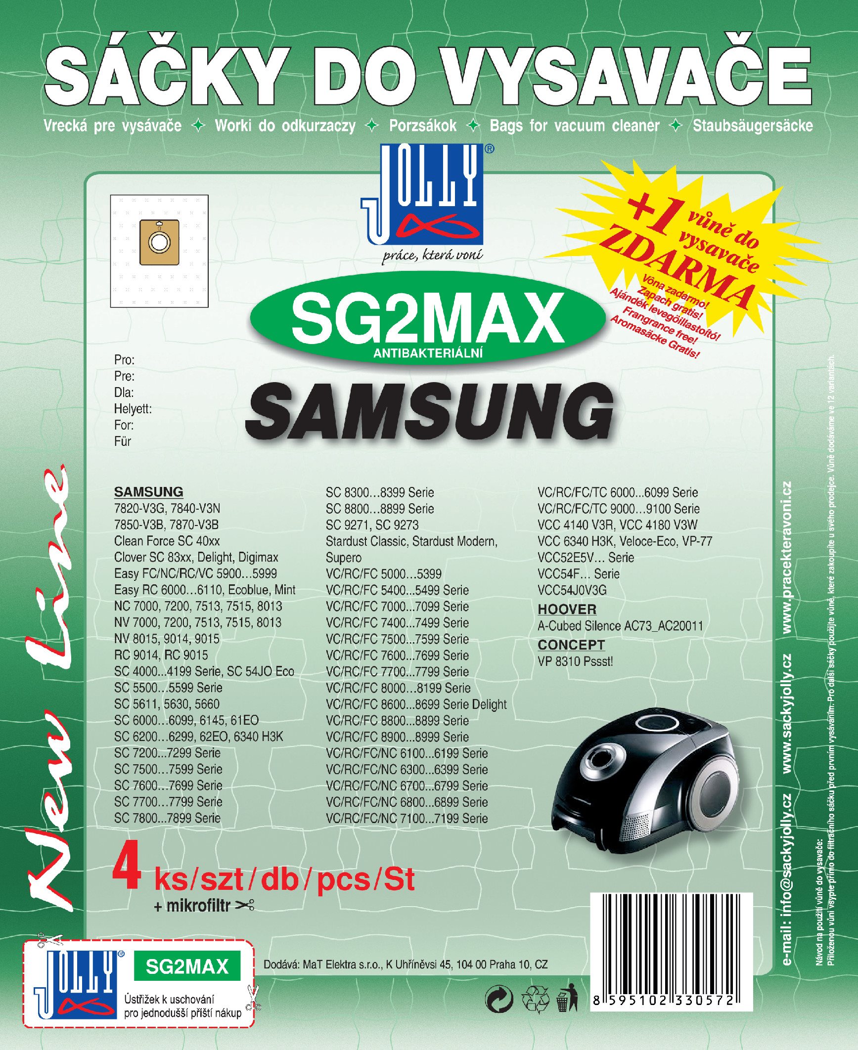 Vrecká do vysávača SG2 MAX – textilné – vôňa Jablko