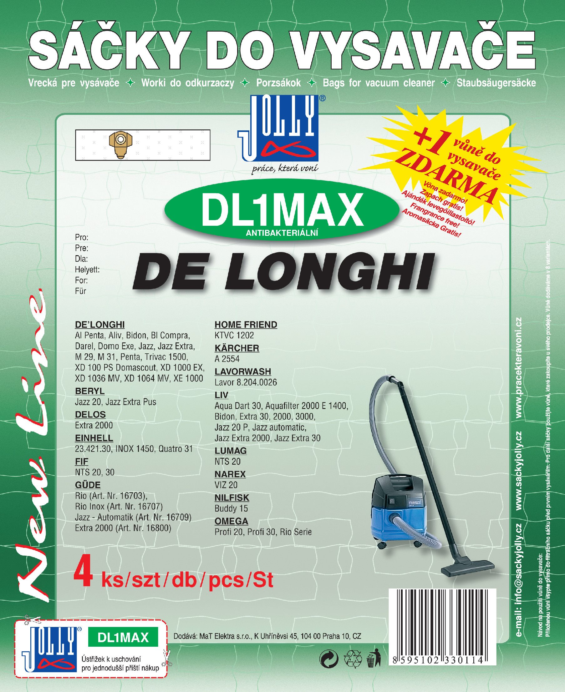 Vrecká do vysávača DL1 MAX – textilné vôňa Fresh