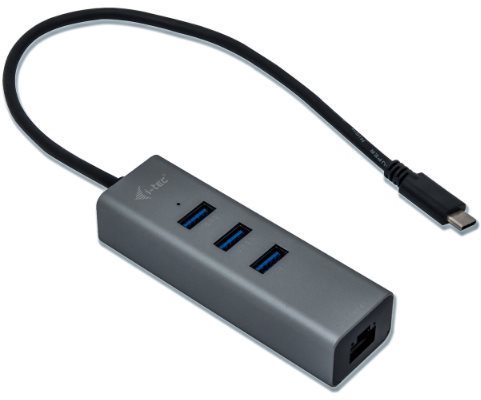 I-TEC USB-C Metal 3-portový HUB s GLAN