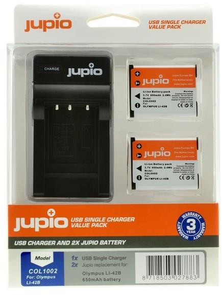 Jupio súprava 2× Li-40B (Li-42B/NP45/D-Li63/EN-EL10) 650 mAh + USB nabíjačka