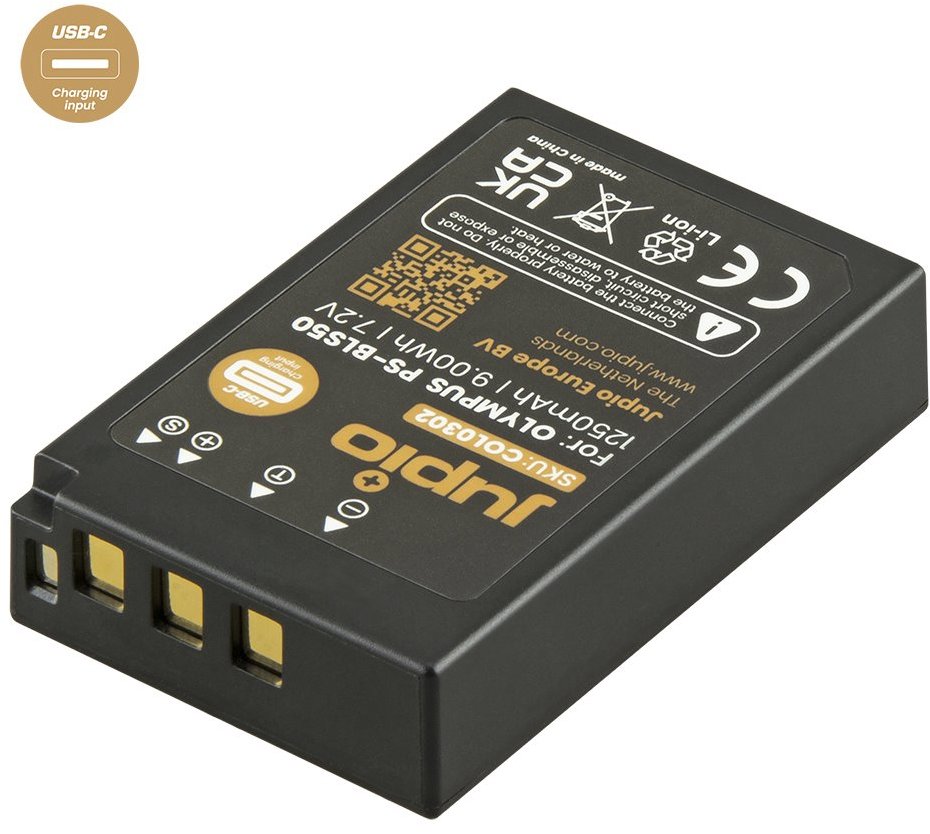 Jupio BLS-5/BLS-50 *ULTRA C* 1250 mAh s USB-C vstupom na nabíjanie pre OM Systém/Olympus