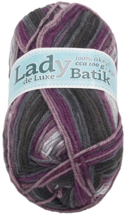 Lady de Luxe BATIK 100 g – 609 biela, fialová, sivá